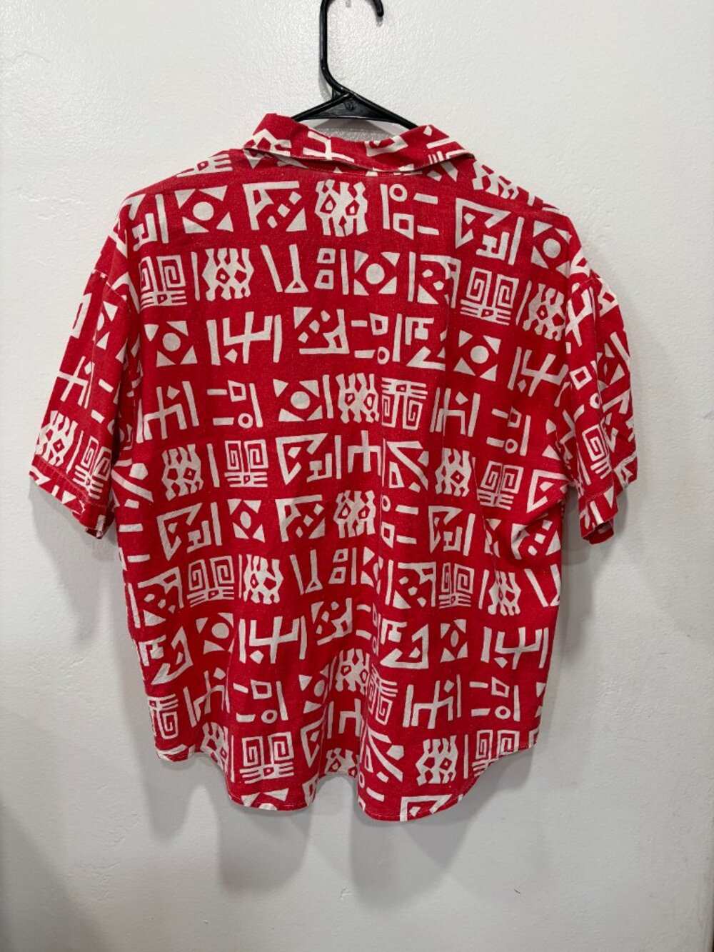Vintage Abstract Geometric Patterned Boxy Unisex Top - Red - Unique Find! - Picture 2 of 11